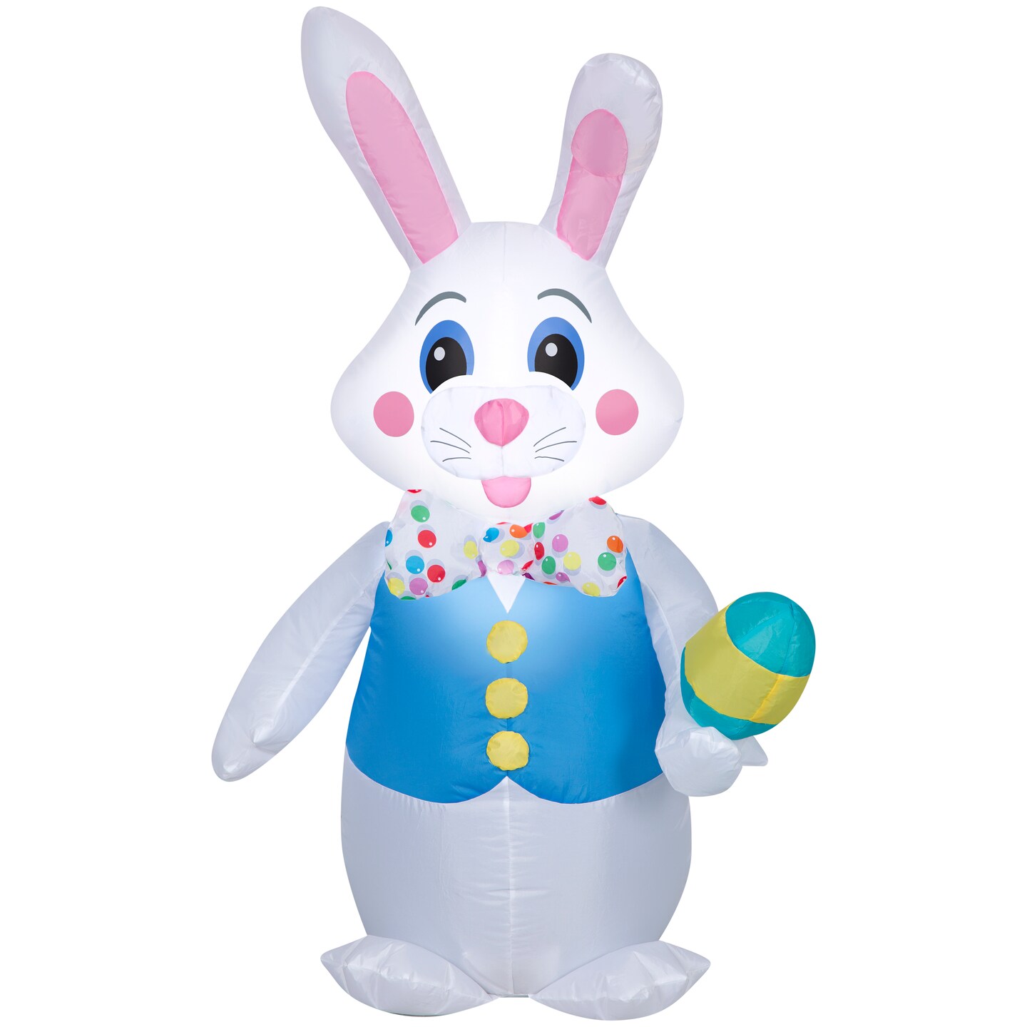 4' Gemmy Airblown Inflatable Easter Bunny in Vest and Bowtie w/ Egg Yard Decoration 441027