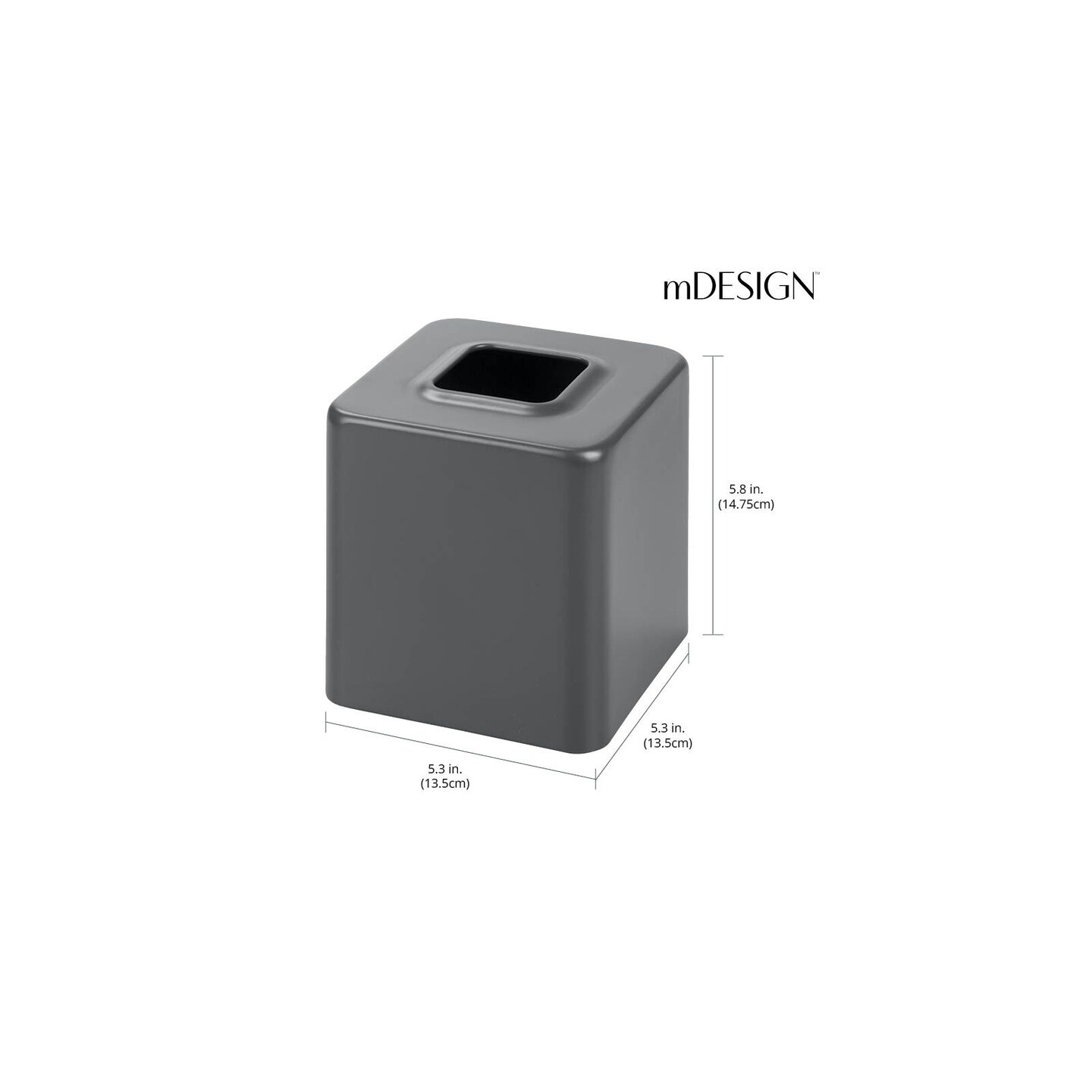 mDesign Metal Square Modern Tissue Box Cover Holder for Bathroom