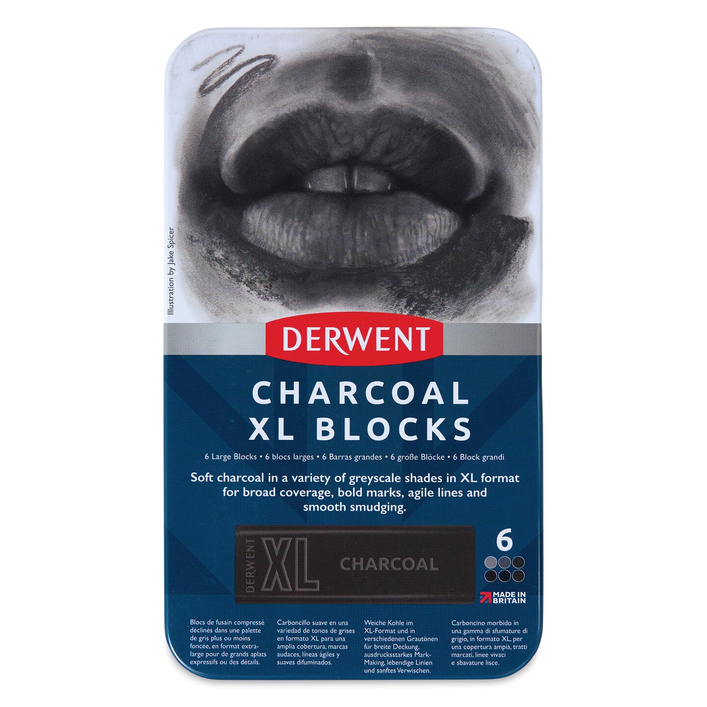 Derwent Charcoal XL Blocks - Assorted, Set of 6