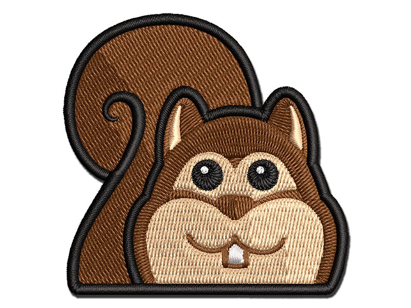 Peeking Squirrel Multi-Color Embroidered Iron-On or Hook &#x26; Loop Patch Applique