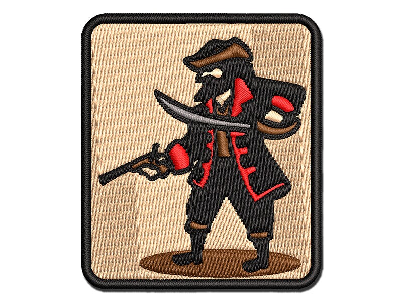 Pirate Cutlass Flintlock Pistol Multi-Color Embroidered Iron-On or Hook &#x26; Loop Patch Applique