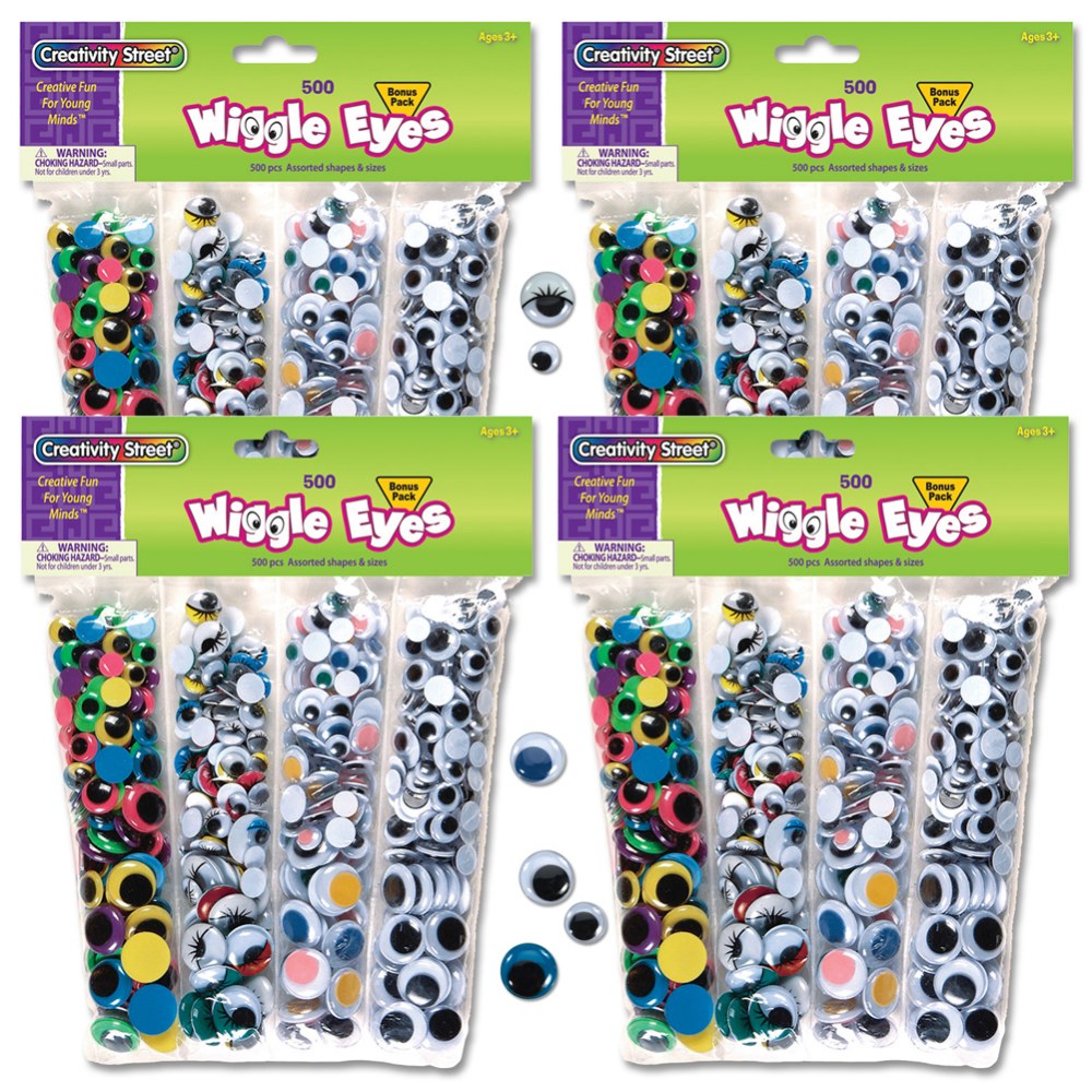 Creativity Street 4 Sets of 500 Wiggly Eyes - 2,000 Pieces