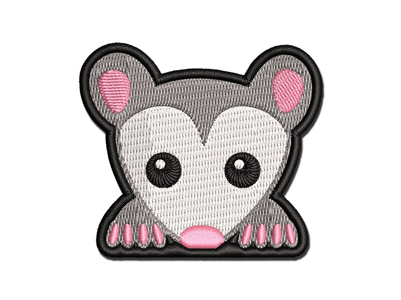 Peeking Possum Opossum Multi-Color Embroidered Iron-On or Hook & Loop ...