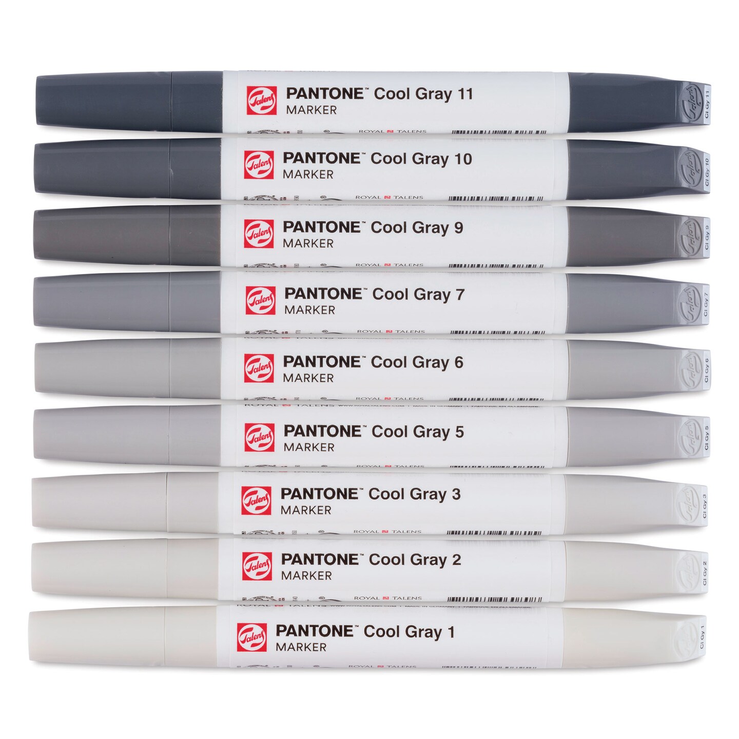 Pantone Dual Tip Markers - Cool Gray, Set of 9