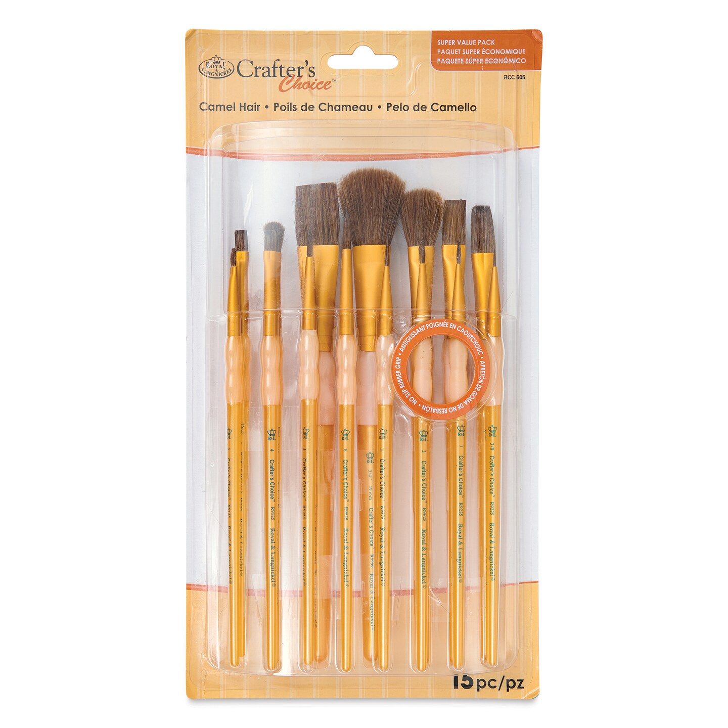 Royal and Langnickel RCC 311 Crafter's Choice - Set da 9 pennelli piatti Taklon, colore: Marrone