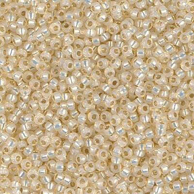 Miyuki 11 Round Seed Bead, 11-577, Dyed Butter Cream Silver Lined Alabaster, 13 grams