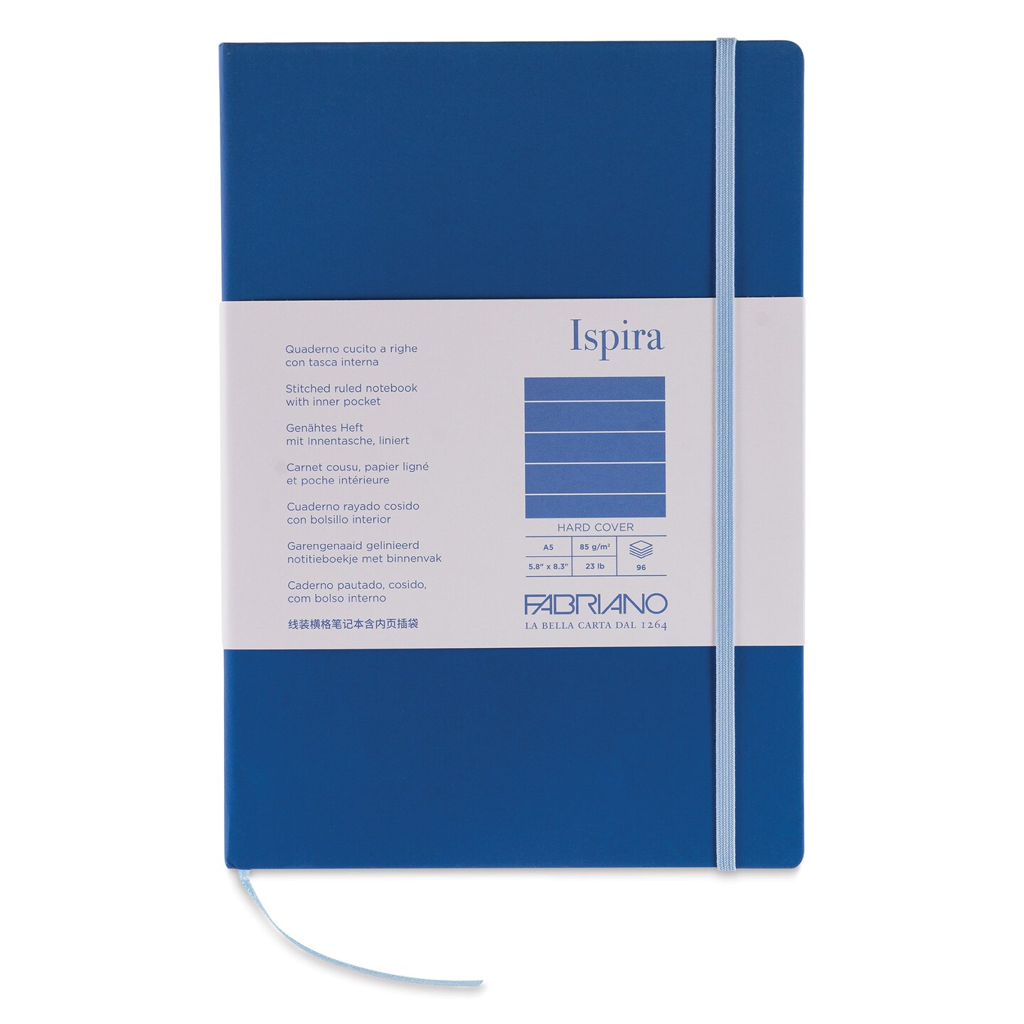 Fabriano Ispira Hard-Cover Notebook - Blue, 5-4/5&#x22; x 8-1/4&#x22;, Lined