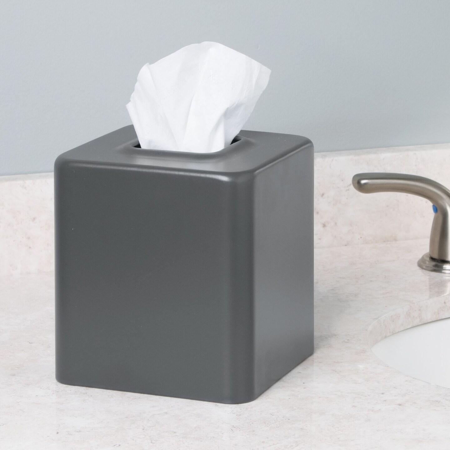 mDesign Metal Square Modern Tissue Box Cover Holder for Bathroom