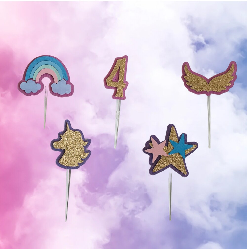Custom Unicorn Cupcake Toppers, Unicorns, Rainbows, Unicorn Birthday