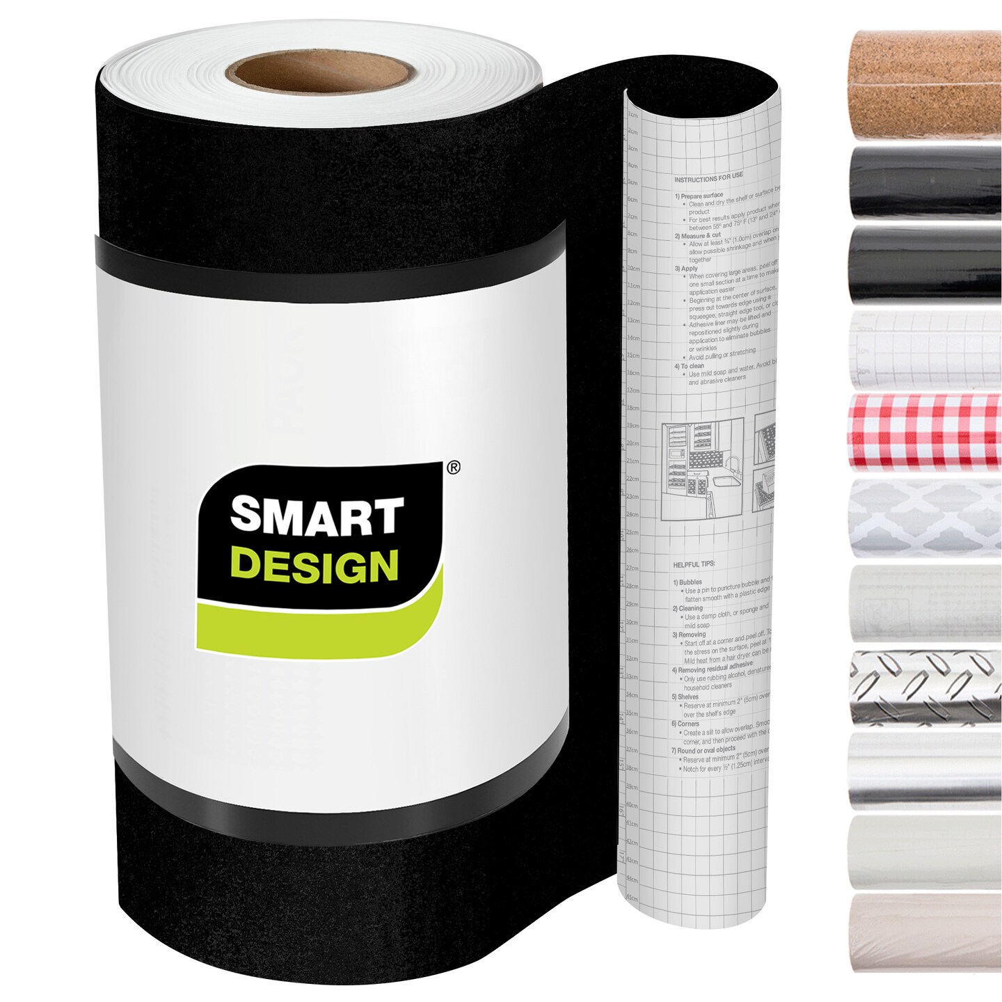 Smart Design Adhesive Shelf Liner - 18 in x 20 ft Roll - Black