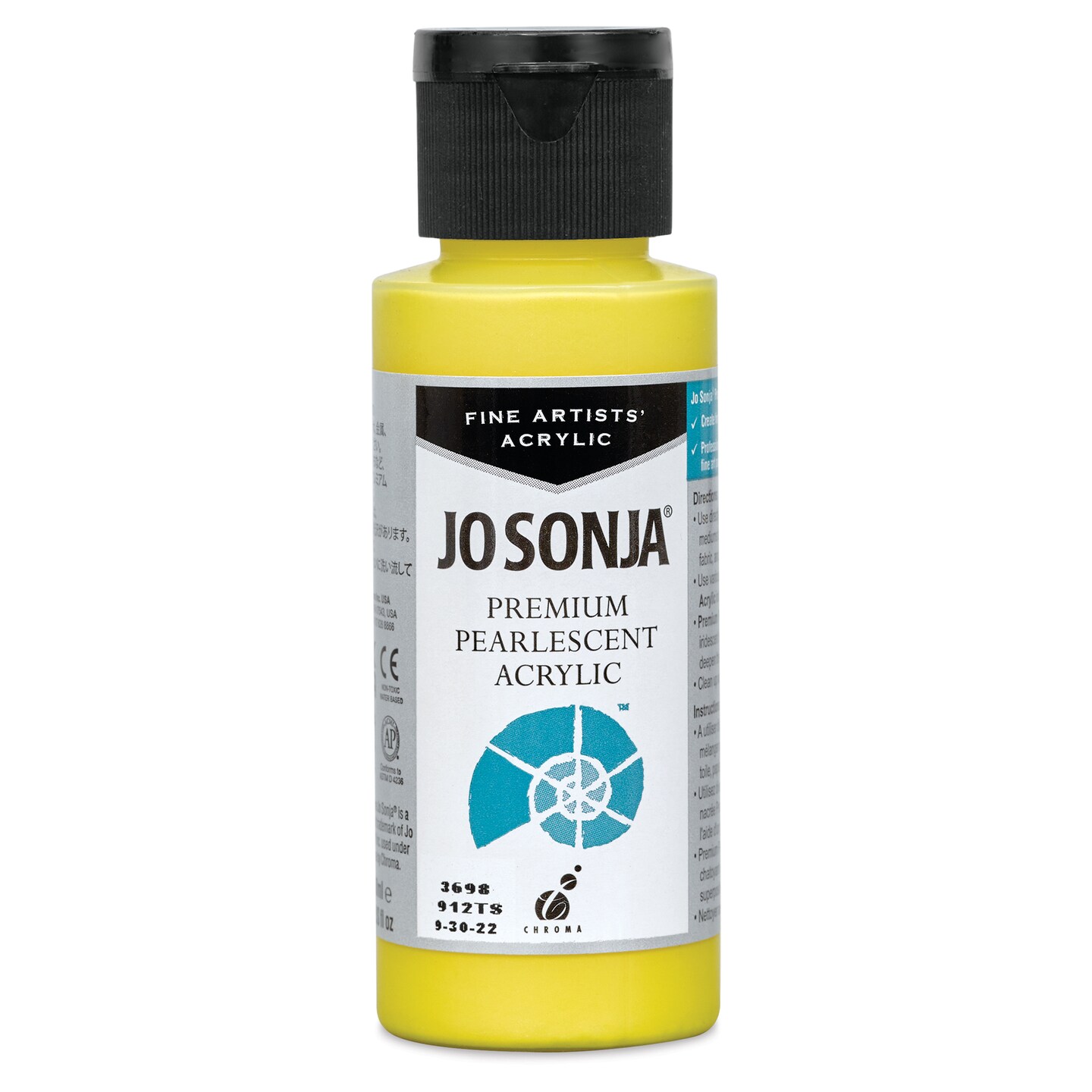 Chroma&#x2019;s Jo Sonja Premium Pearlescent - Pearlescent Yellow, 2 oz bottle