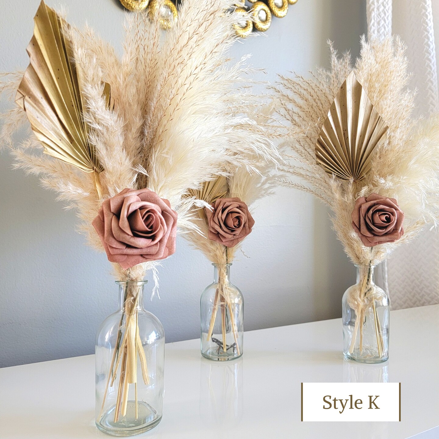 Affordable Wedding Event Centerpieces Set 4, 6, and 12 including Pampas