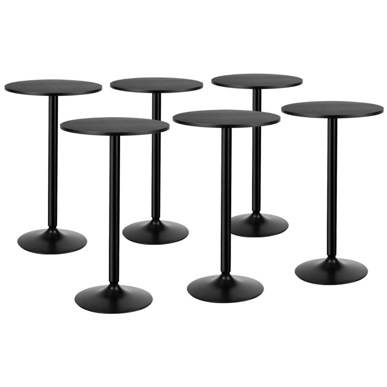 6 Pcs Round Pub Table 24 Bistro Bar Cocktail Table W/Metal Base Black