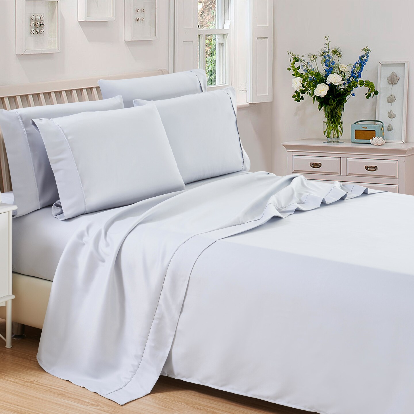 Lux Decor Collection 6-Piece Bed Sheet Set Premium Brushed Microfiber Anti-Wrinkle Deep Pockets Bedding Sheets