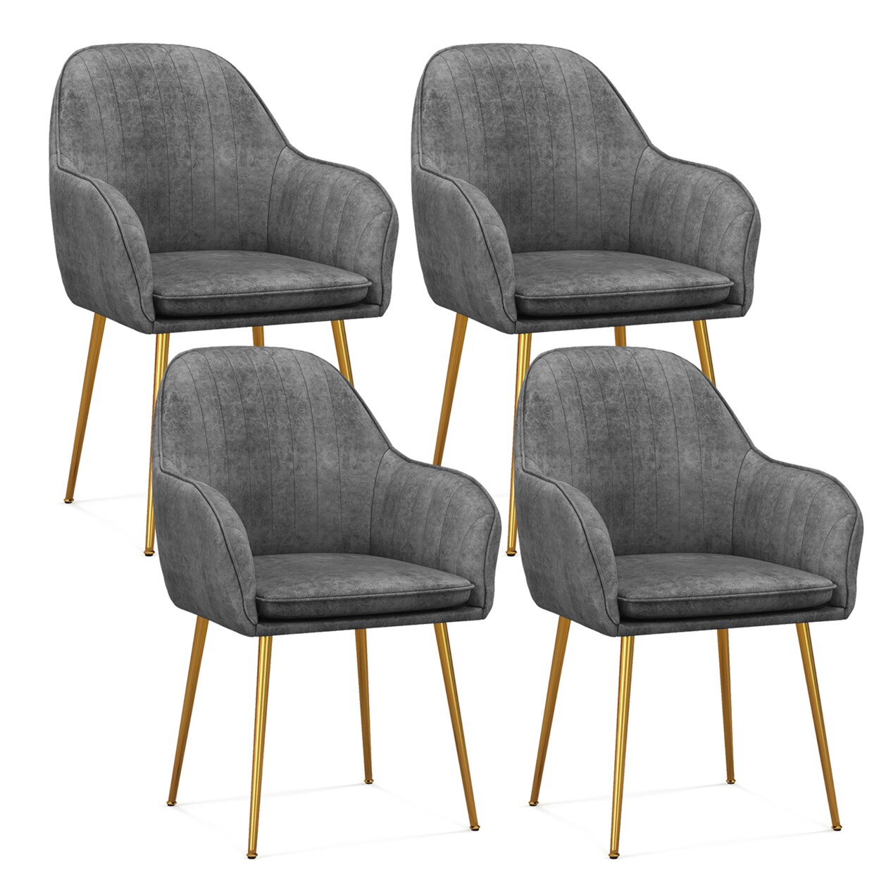 4Pcs Accent Leisure Chair Velvet Armchair Dining Chair Home Office Grey