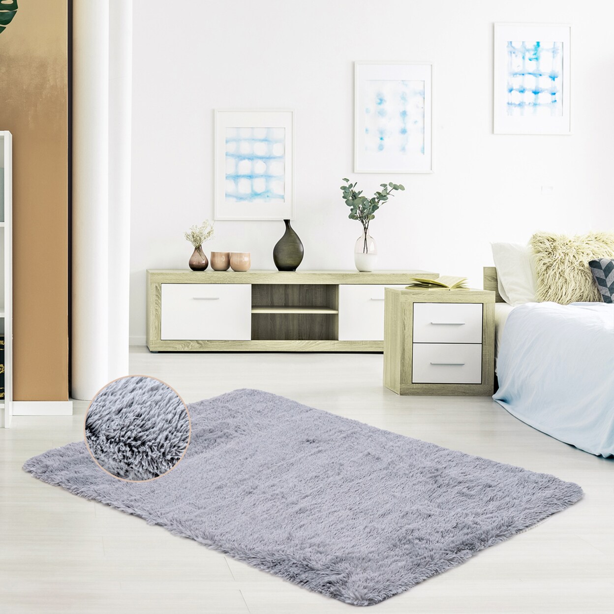 Gymax 4 x 6 FT Faux Fur Soft Shag Area Rug Fluffy Throw Carpet Non-slip ...