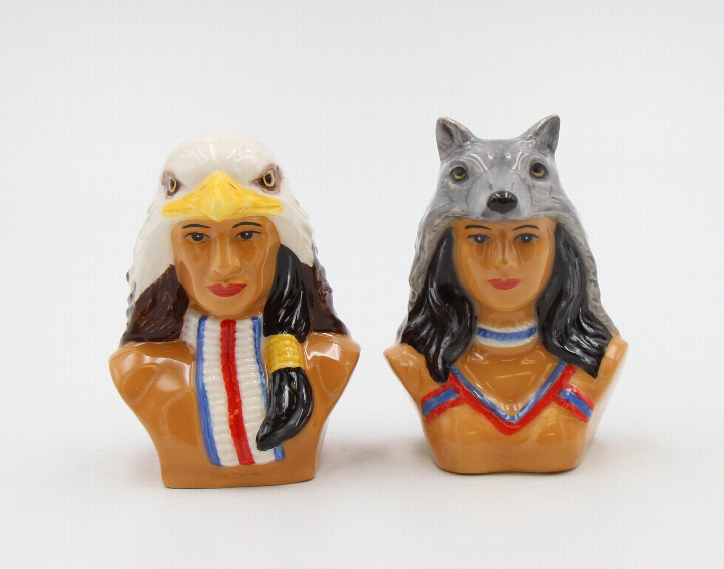 Ceramic Native American Indian Salt And Pepper Shakers, Home D&#xE9;cor, Gift for Her, Gift for Mom, Kitchen D&#xE9;cor