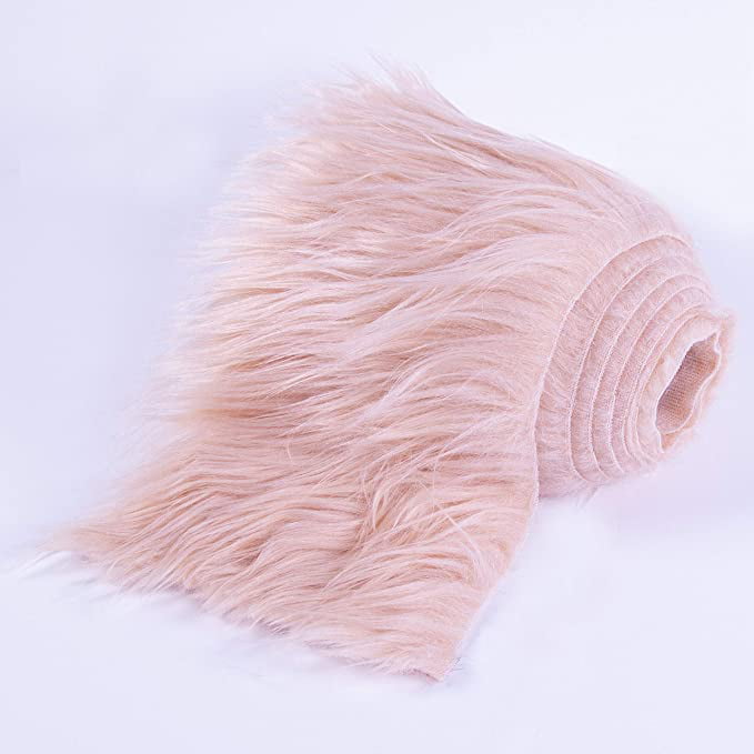 FabricLA Faux Fur Fabric | Precut Fake Fur Trim Rolls | 2&#x201D; x 60&#x201D; inch Wide Ribbon | Peach