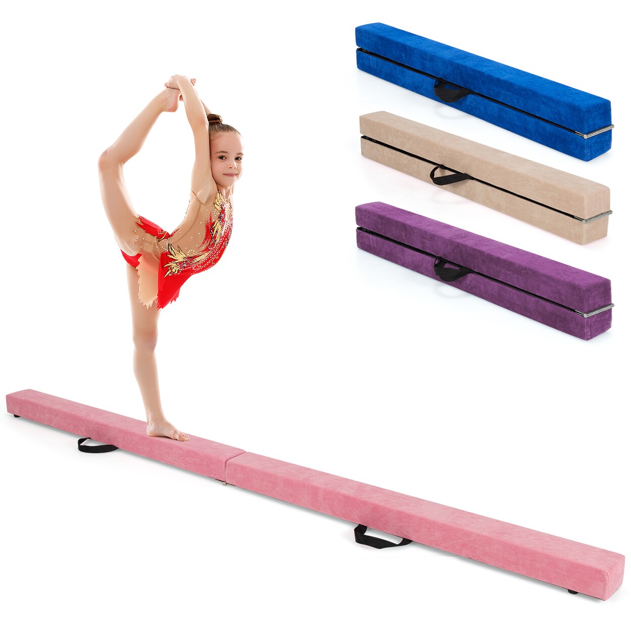 7Ft Folding Gymnastic Beam Portable Floor Balance Beam W/Handles For Gymnasts