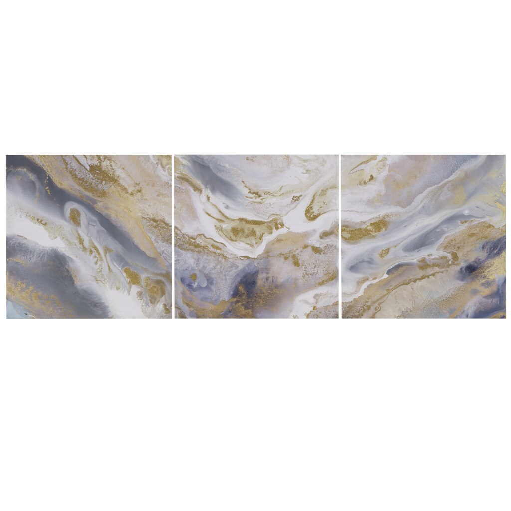 Gracie Mills   Glitter and Gold Foil Abstract Triptych 3-piece Canvas Wall Art Set - GRACE-15515