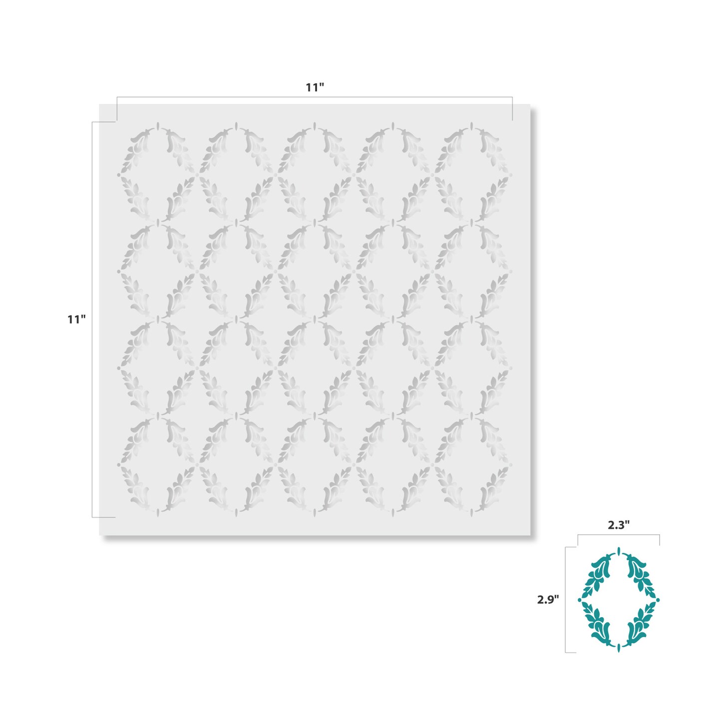 Charlotte Fern Lattice Embossing 12 x 12 Stencil | FS128 by Designer Stencils | Floral Stencils | Reusable Stencils for Painting on Wood, Wall, Tile, Canvas, Paper, Fabric, Furniture, Floor | Stencil for Home Makeover