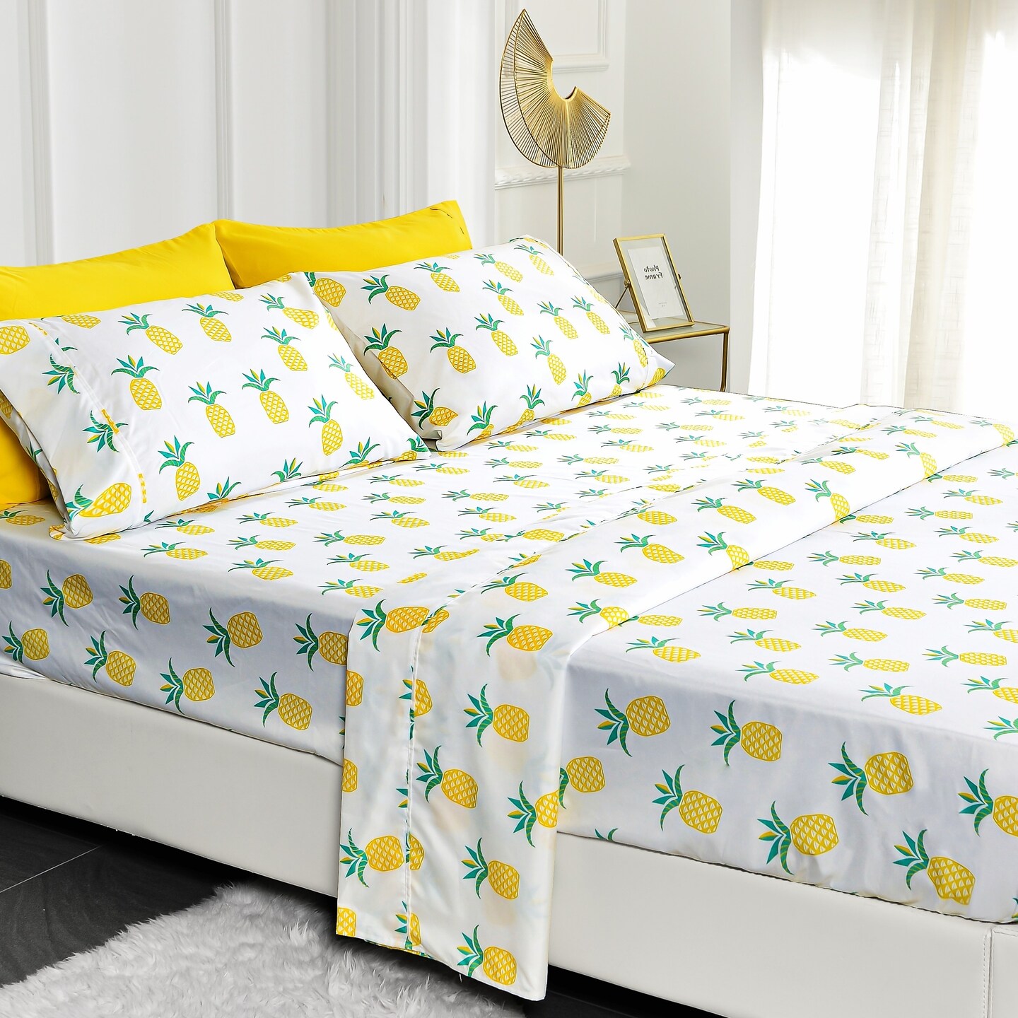 American Home Collection Pineapple Bed Sheet Set Ultra Soft 4-6 Piece 15 Inch Deep