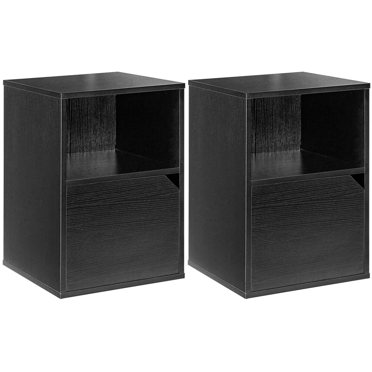 Gymax Set of 2 Nightstands Side End Table Storage Cabinet Shelf Living Room