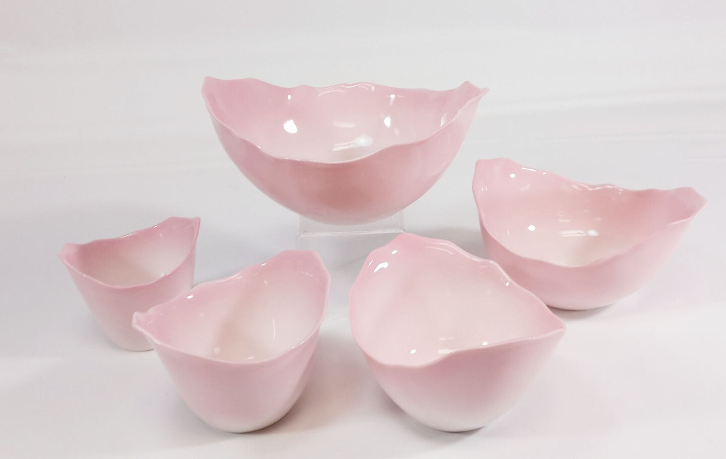 Ceramic Pink Rose Bowl-Set Of 5, Home D&#xE9;cor, Gift for Her, Gift for Mom, Kitchen D&#xE9;cor, Valentine&#x2019;s Day D&#xE9;cor, Romantic Wedding D&#xE9;cor