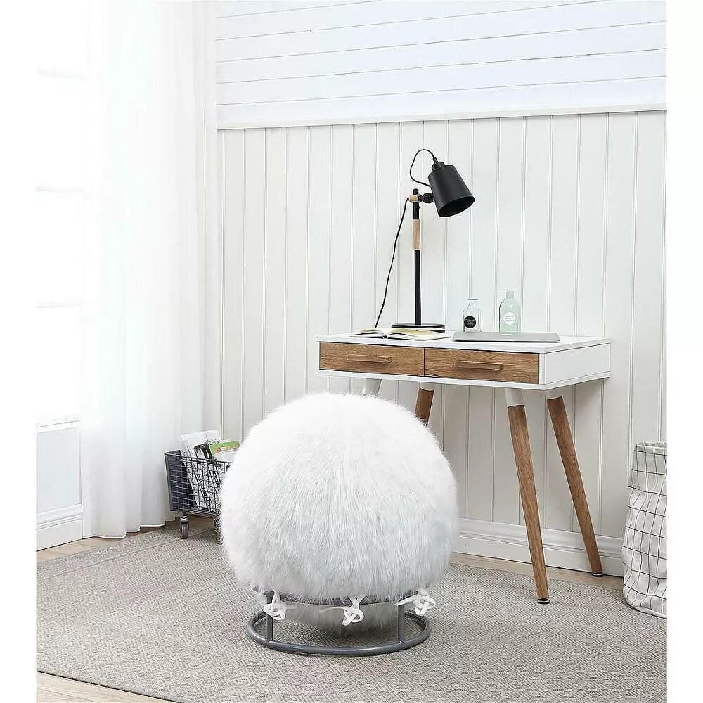 65 Inch Posture Fuzzy Exercise Yoga Ball Chair Set 5 colors