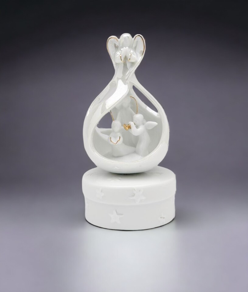 Ceramic Hearald Angel Sing Music Box, Home D&#xE9;cor, Religious D&#xE9;cor, Religious Gift, Church D&#xE9;cor, Baptism Gift
