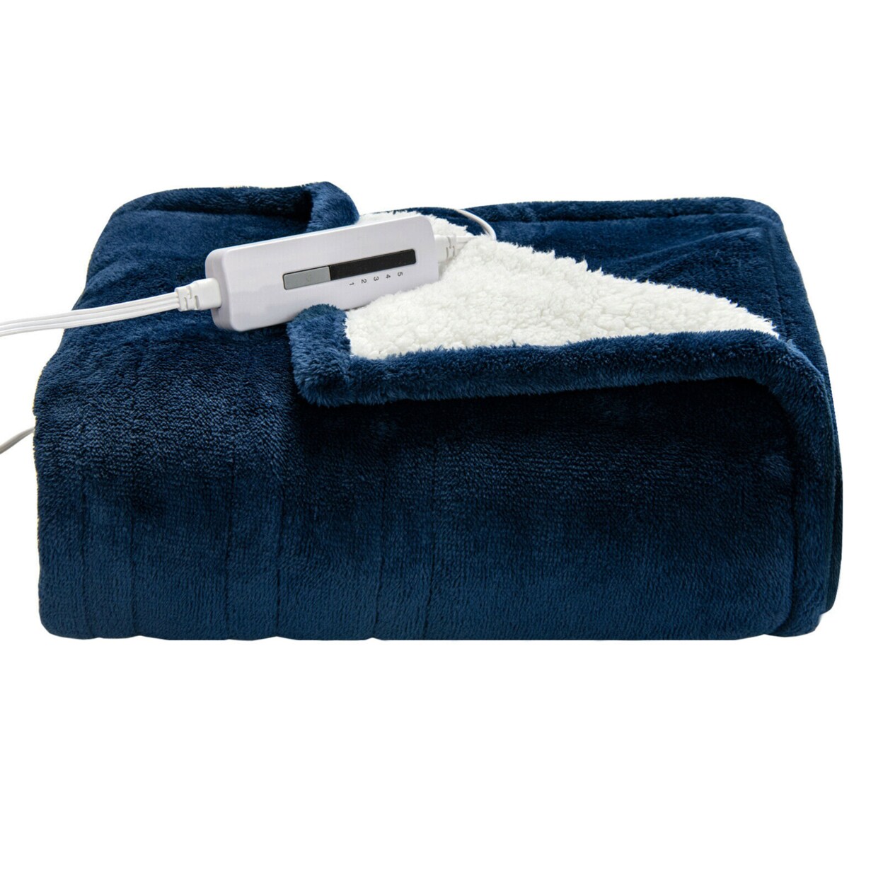 60X50 Electric Heated Throw Blanket Flannel And Sherpa Double-Sided Flush
