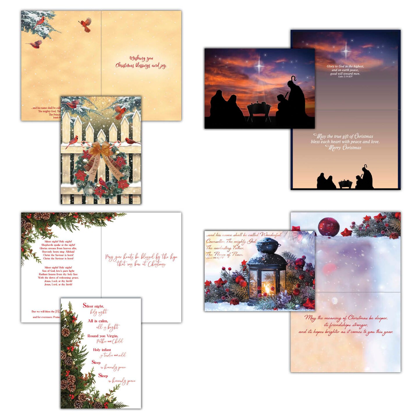 Large Boxed Christmas Card Assortment Peace and Joy 24 cards and