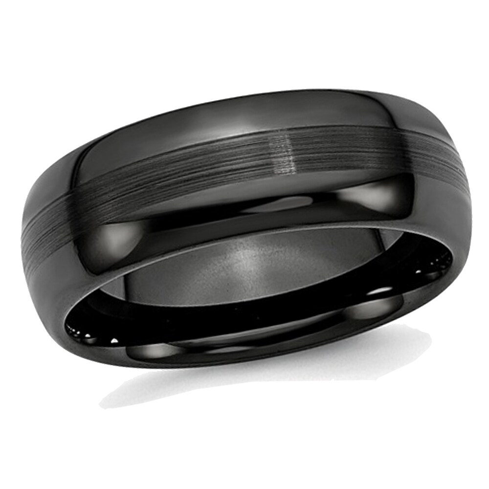 Titanium Polished X-Design 8mm Satin Center Ridged Edge Band