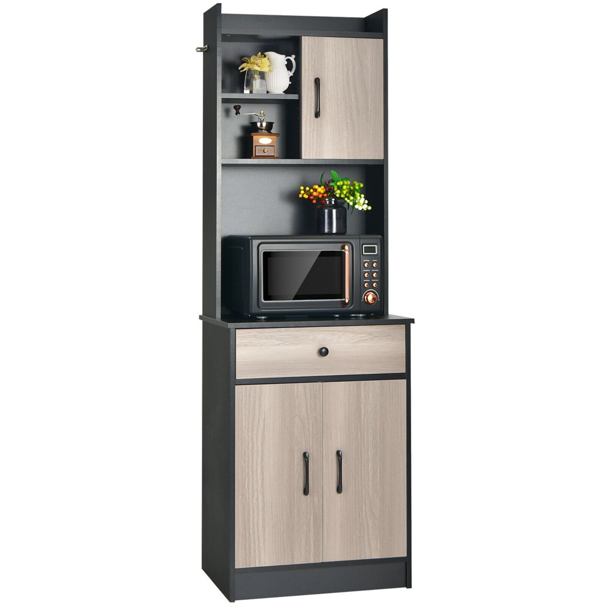 Kitchen Pantry Storage Cabinet Cupboard with Doors and 6 Adjustable Shelves