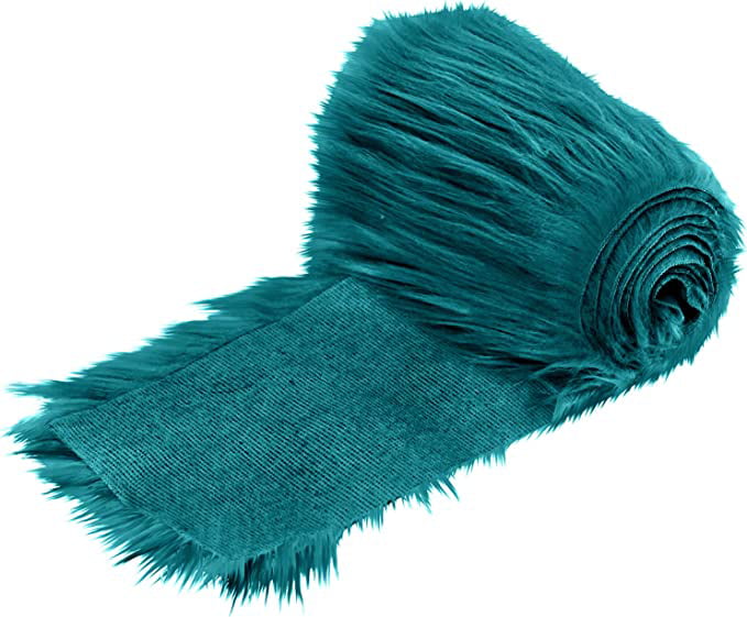 FabricLA Shaggy Faux Fur Roll - Acrylic Fabric 2" X 60" Inches Rolls Of Fur - Artificial Fur Material - Use Faux Fur Piece For Crafts, DIY, Hobby, Costume Design, Decoration - Dk Turquoise