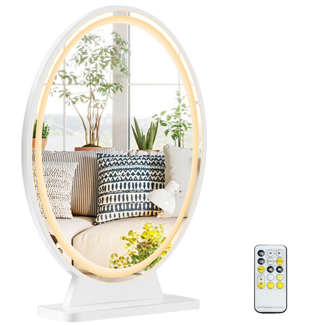 Hollywood Vanity Lighted Makeup Mirror Remote Control 4 Color Dimming Black/Gold/White