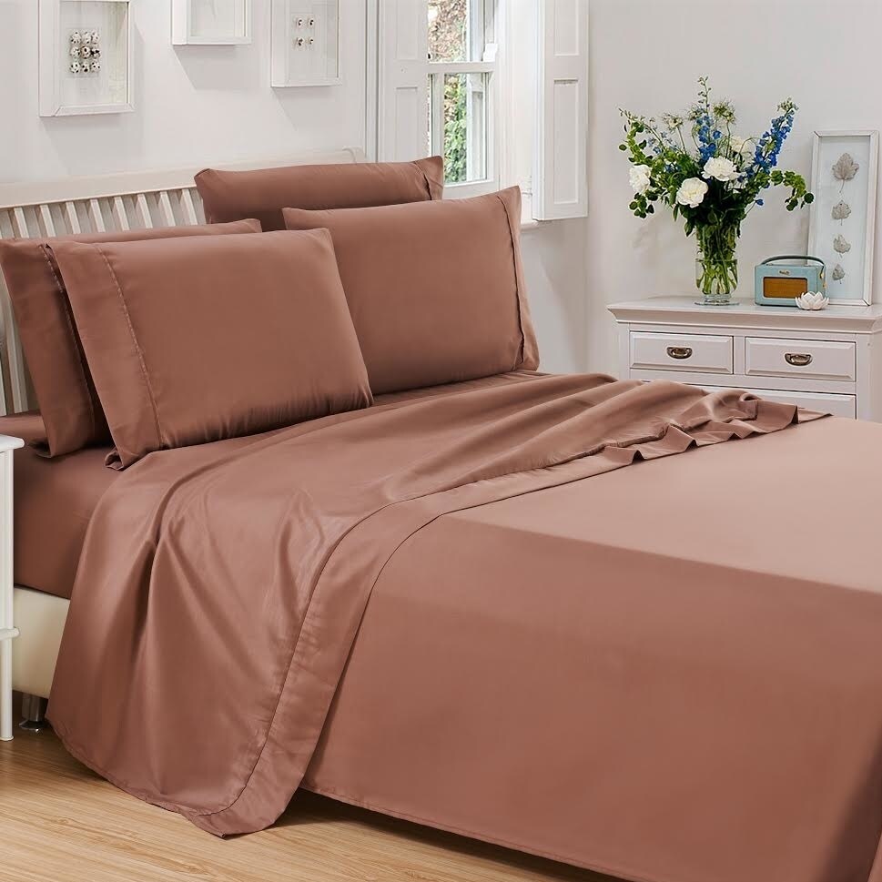 Lux Decor Collection 6-Piece Bed Sheet Set Premium Brushed Microfiber Anti-Wrinkle Deep Pockets Bedding Sheets