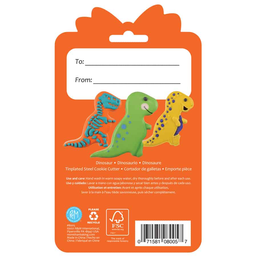 Dinosaur Cookie Cutter 4.75&#x22; Carded