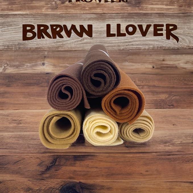 FabricLA Craft Felt Rolls 6 Pieces - 12" X 18" Inches Assorted Color Non-Woven Soft Felt Material - Acrylic Felt Roll for DIY Craftwork, Sewing and Patchwork - Brown Palette