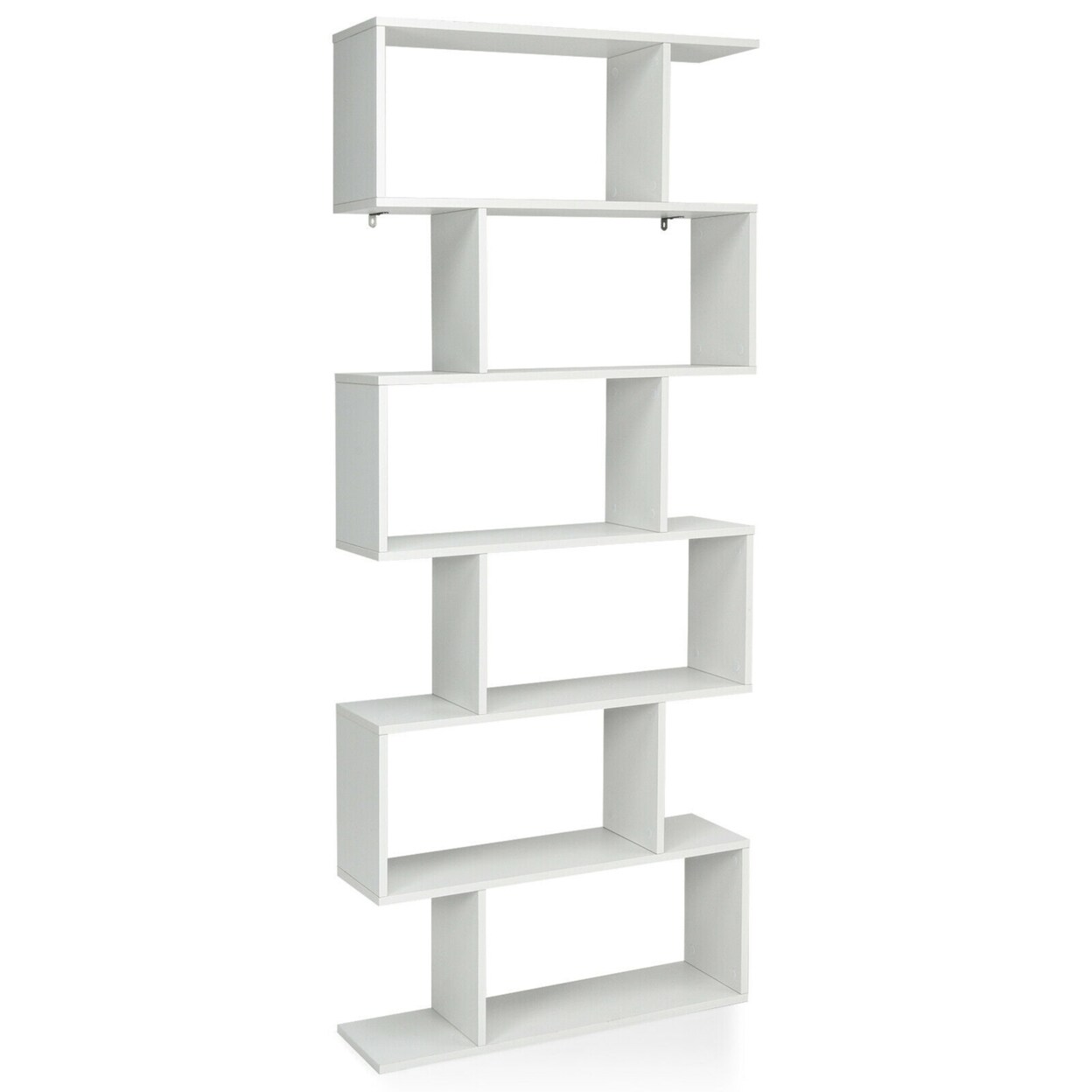 Gymax 6 Tier S-Shaped Bookshelf Storage Display Bookcase Decor Z-Shelf