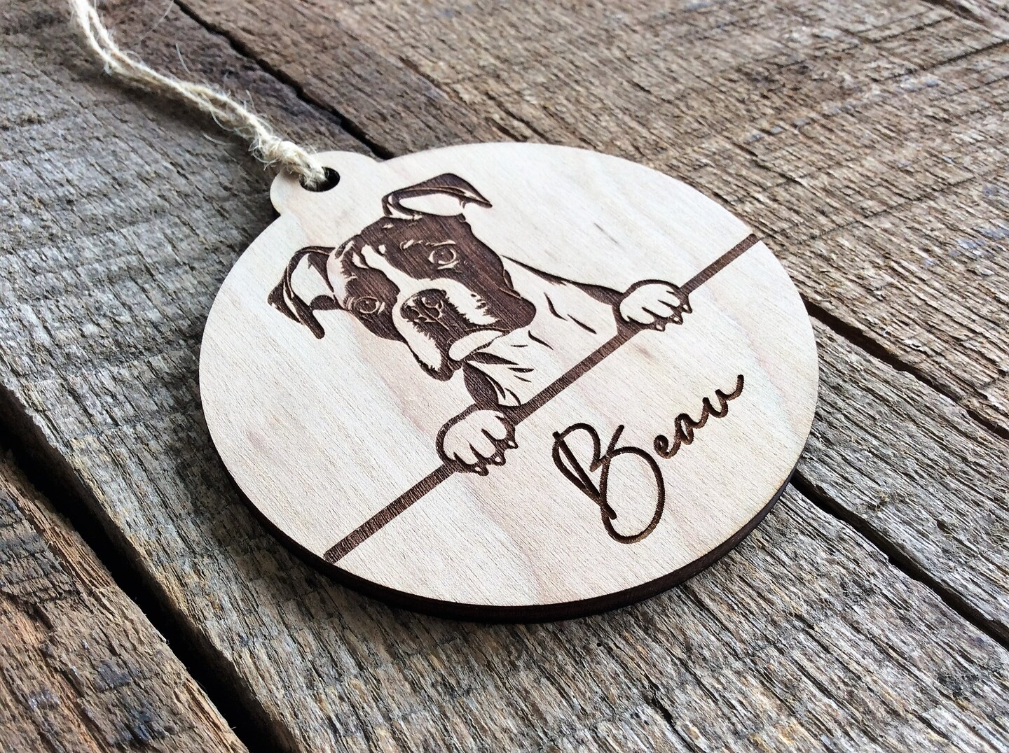 Personalized Boxer Ornament Boxer Dog Gifts Wood Christmas