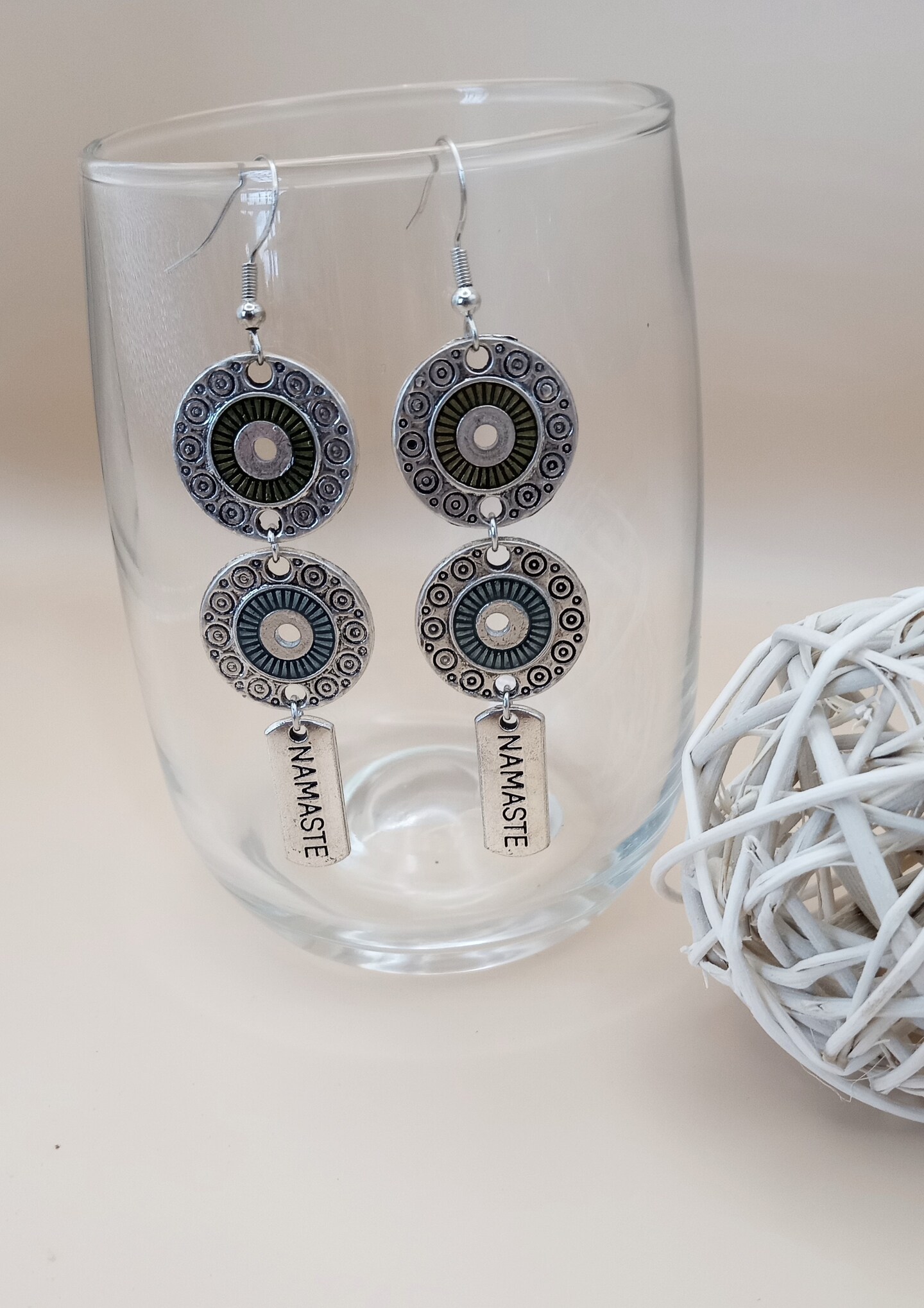 Namaste Earrings, Zen Earrings, Christmas Gift, dangle earrings, charm  earrings, gifts for women and girls