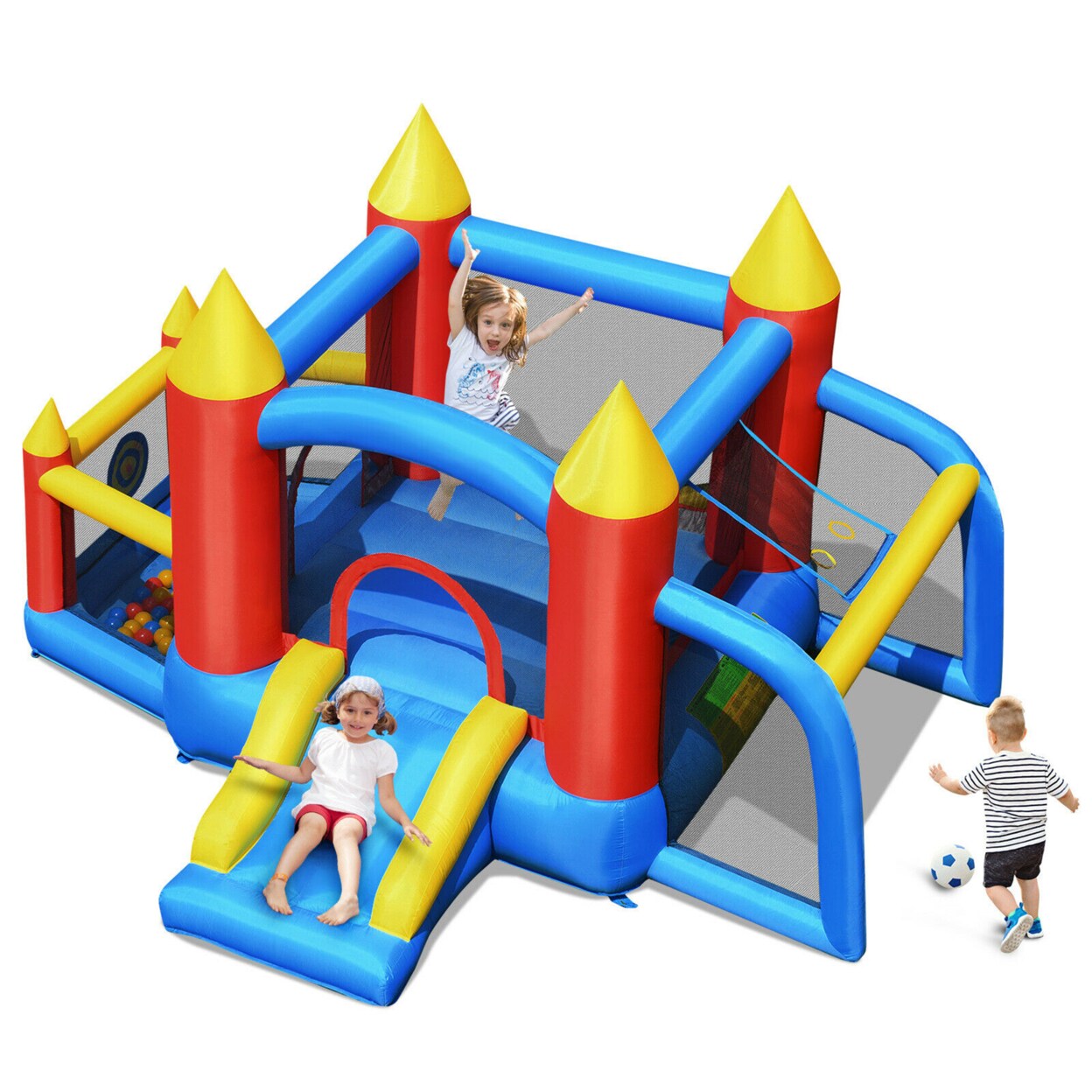 Bouncy castle slide into ball pit sales
