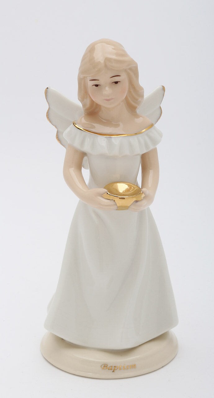 Ceramic Baptism Angel, Religious D&#xE9;cor, Religious Gift, Church D&#xE9;cor, Church Gift, Baptism Gift