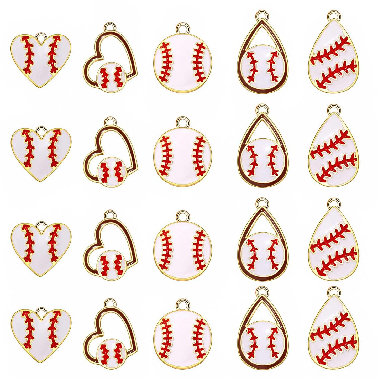 20 Pieces Sports Charms Enamel Basketball Baseball Pendant Charms for Jewelry Making Rhinestone Ball Game Softball Charms for Necklace Bracelet Earrings DIY Crafts (Set 7)