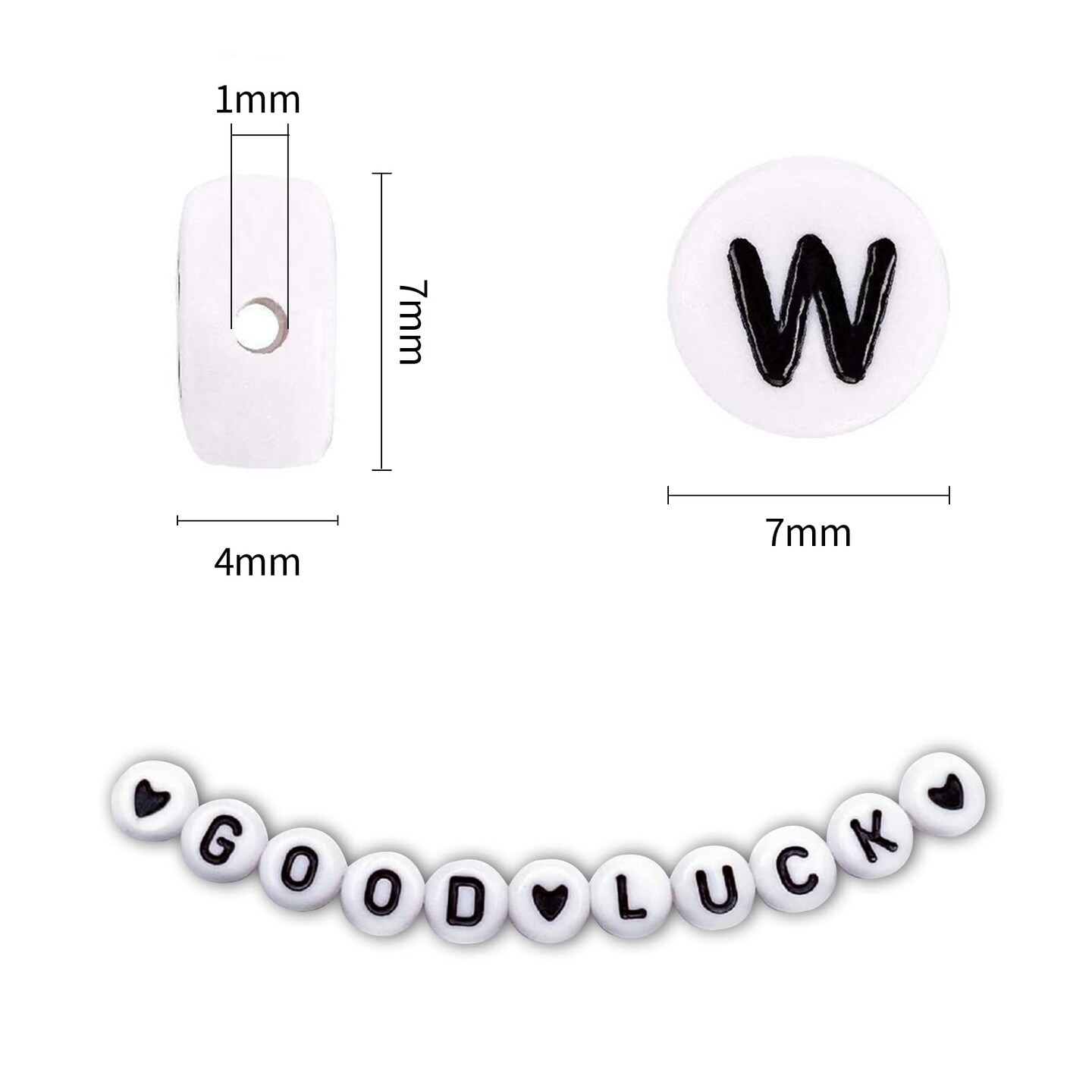 1400 Pieces Letter Beads, 4x7 mm Acrylic Alphabet Beads, Beads for Jewelry and Bracelet Making, in 28 Grid Box (White and Black)