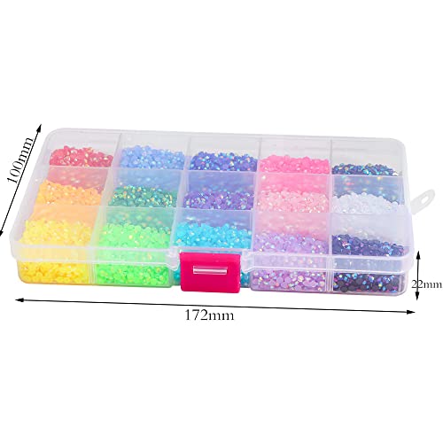 15000 Pieces Nail Art Rhinestones,15 Colors 3mm Flat-Bottomed Round Nail Rhinestones Glitter Crystal Gem Rhinestone,DIY Decoration Accessories