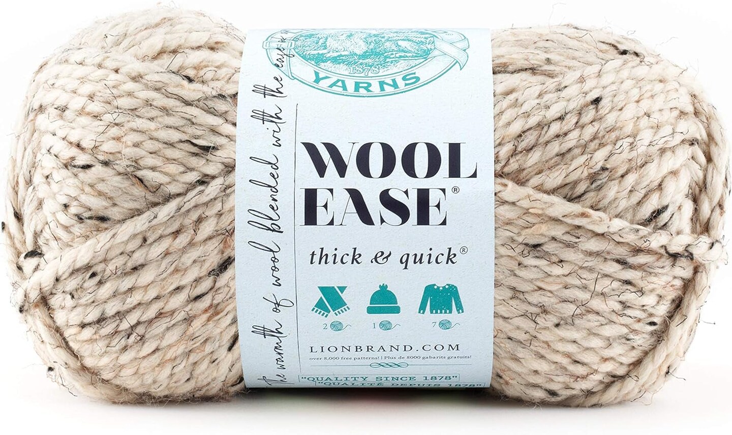 Wool-Ease Thick &#x26; Quick Yarn, Soft and Bulky Yarn for Knitting, Crocheting, and Crafting, 1 Skein, Fossil