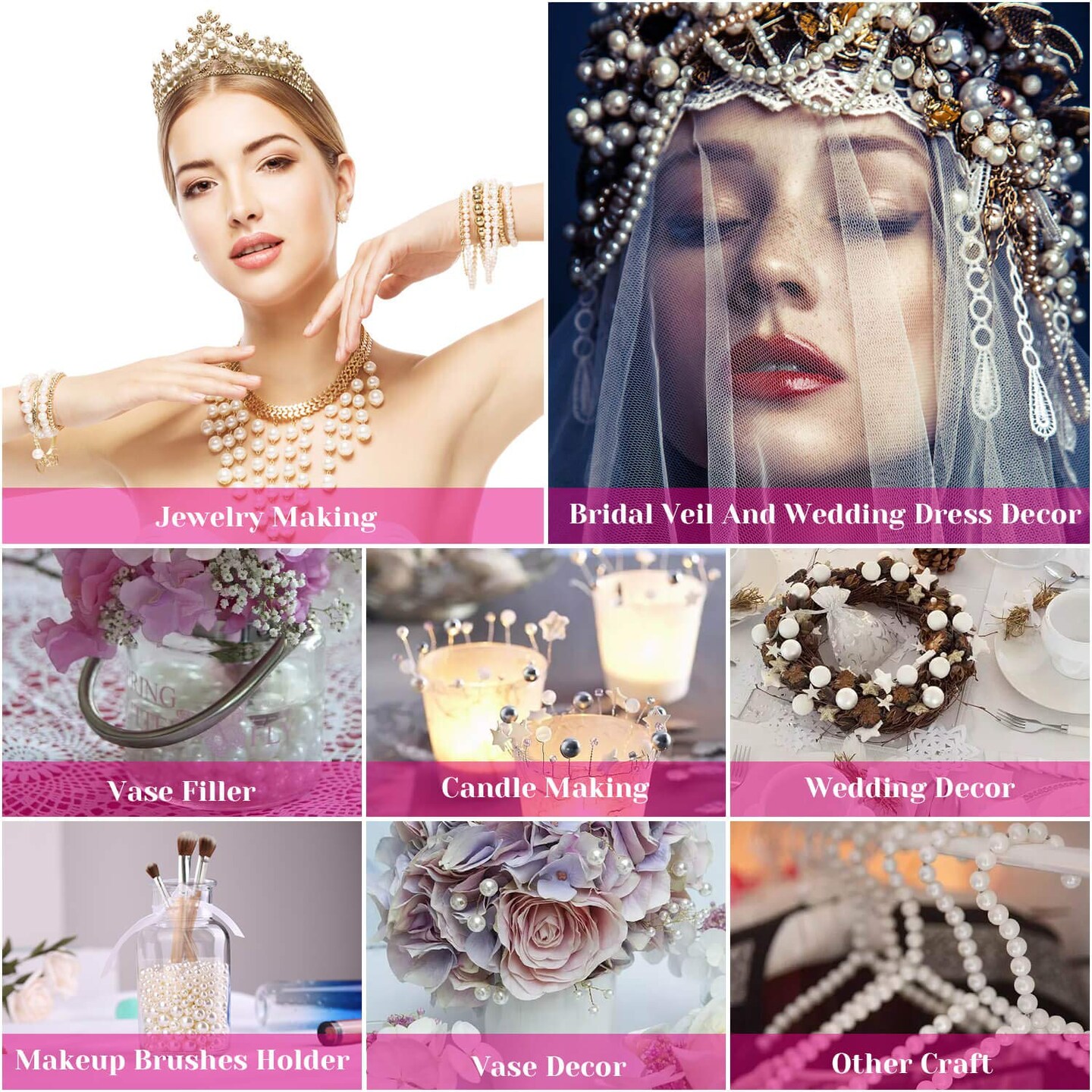 800 Pieces Ivory Pearl Craft Beads Loose Pearls for Jewelry Making, Crafts, Decoration and Vase Filler (Assorted Sizes)