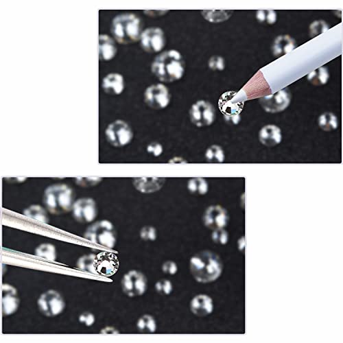 3150 Pieces Clear Nail Gems Silver Face Jewels Tooth Eye Gems-Tiny Glass Nail Diamonds Stone Flatback-Small White Crystals Rhinestone for Acrylic Nails-Craft Gems with Wax Pen HINABTRU